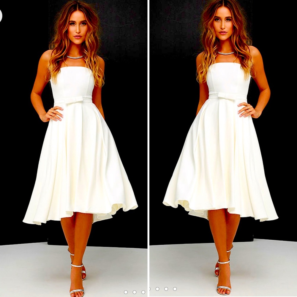 Lulus ivory strapless midi dress